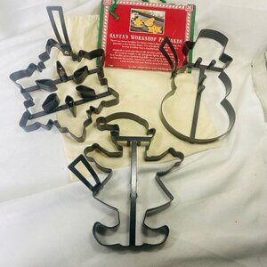Set Of 3 Pancake Molds Snowman Gingerbread Man Snowflake Metal Holiday Breakfast